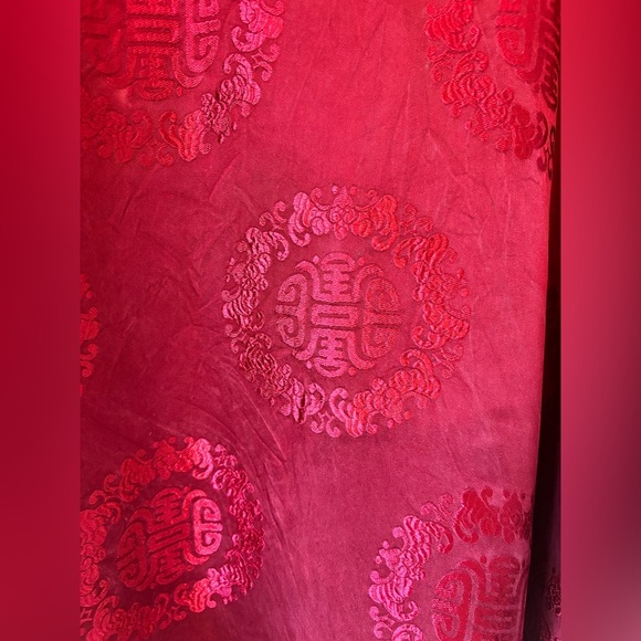 Vintage Authentic Silk Burgundy Maroon Wine Red Kimono Robe Duster Jacket - Picture 11 of 13